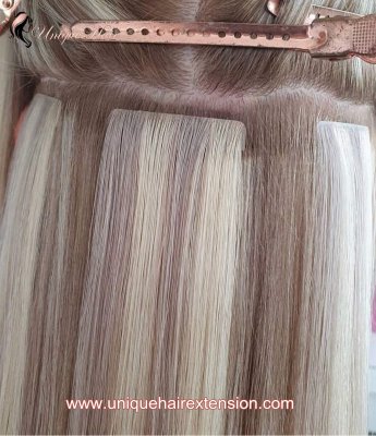 What types of hair can most expensive tape in hair extensions be applied to?